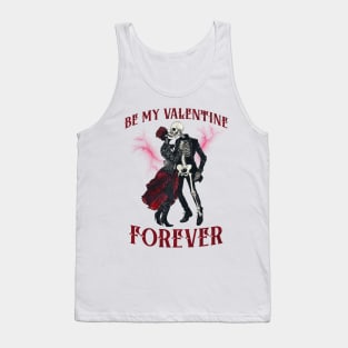 Forever Valentine: Retro Charm with Red, White & Black Skeleton Dance Couple Tank Top